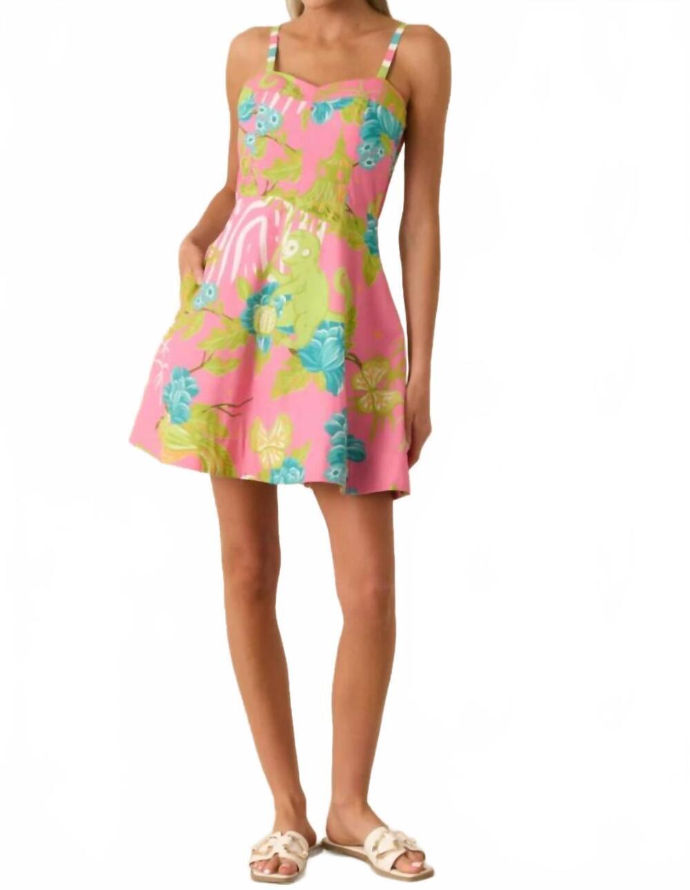 NEW PROSPERINA bardot bamboo room mini dress in multi
